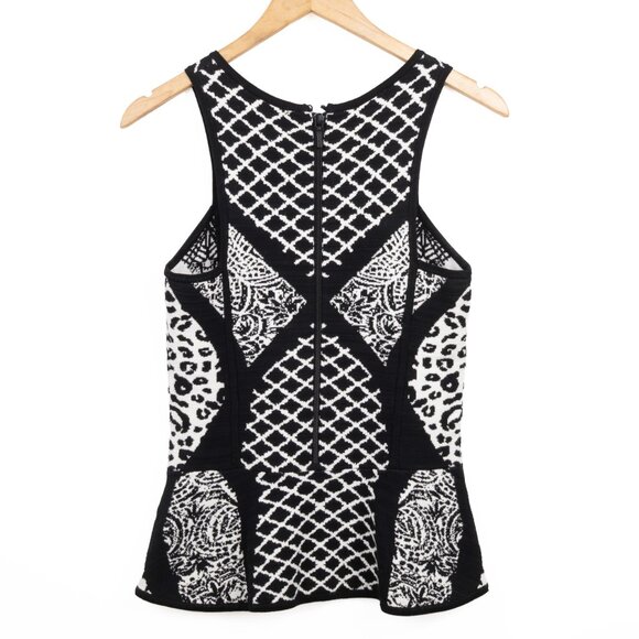 Nicole Miller Artelier Black & White Peplum Double Knit Tank Top Small - Picture 5 of 11